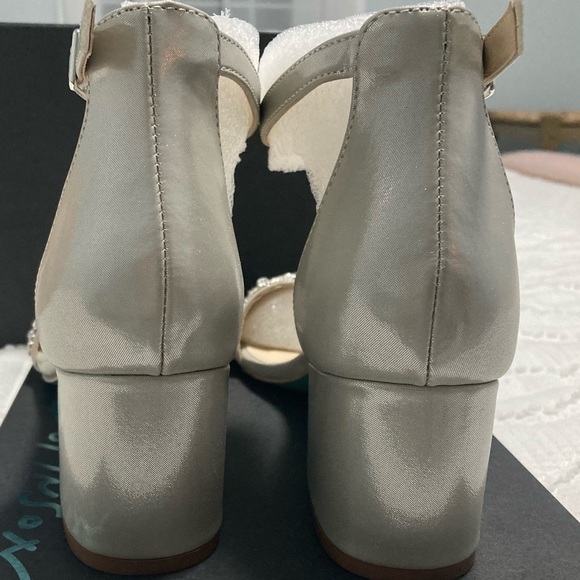 Betsey Johnson silver, jeweled, block-heel sandals - Picture 5 of 6